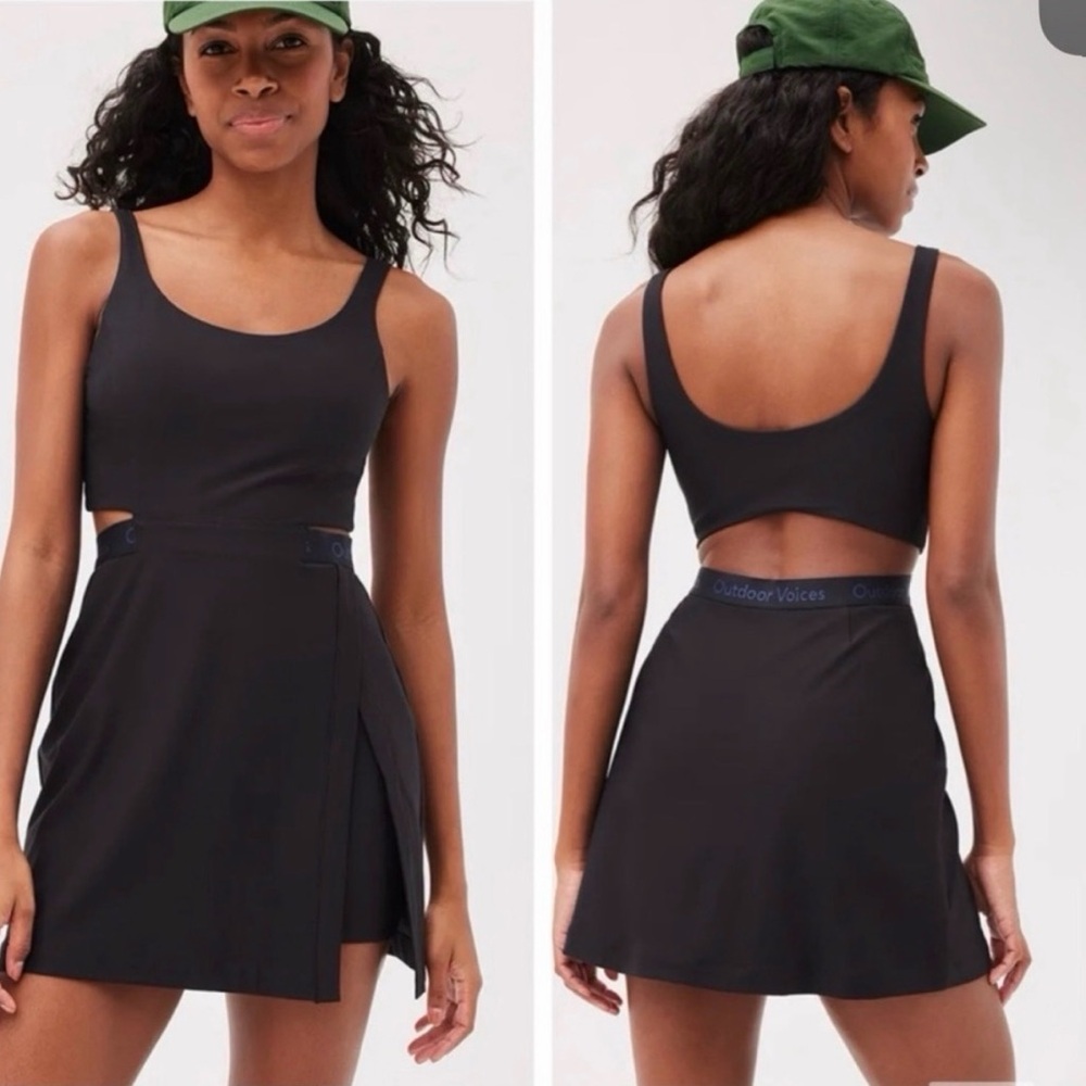 Outdoor Voices NWT Skort Court Mini Dress‎ Black Size Large